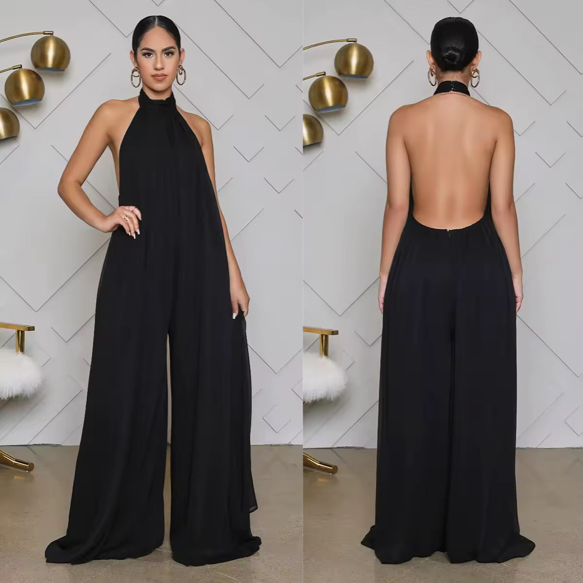 Casual Chiffon Loose Backless Women s Jumpsuit