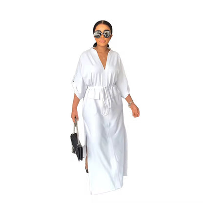 Women's Fashion Shirt Pocket Long Skirt Solid Color