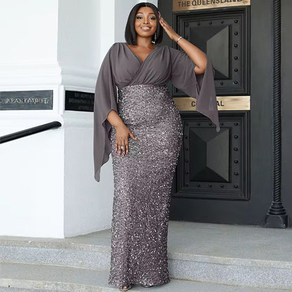 Women's Sequin Temperament Pure Color Dress