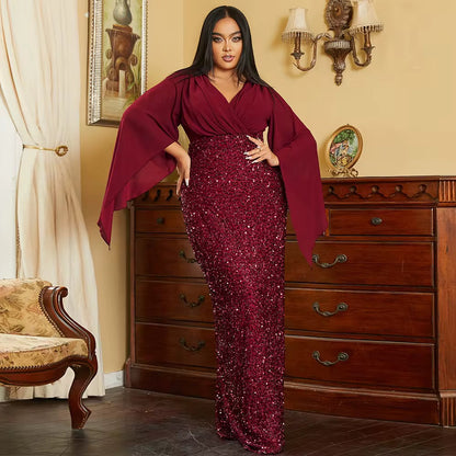 Women's Sequin Temperament Pure Color Dress