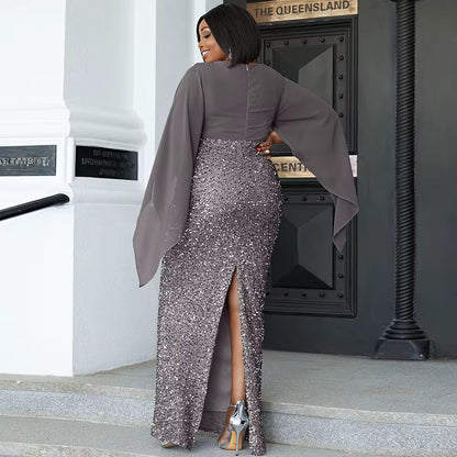 Women's Sequin Temperament Pure Color Dress