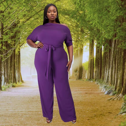 Slanted Shoulder Strap Casual Wide-leg Pants