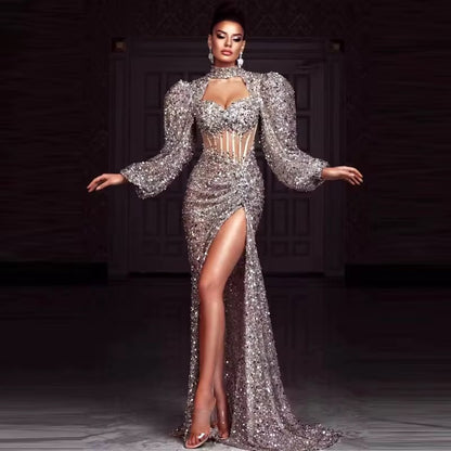 Women's Long Dress Long Sleeve Puff Sleeves