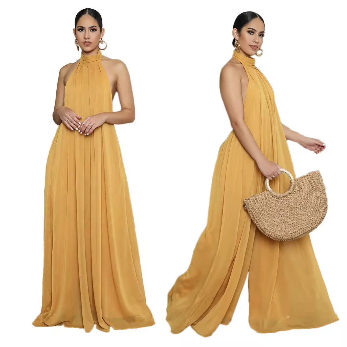 Casual Chiffon Loose Backless Women s Jumpsuit