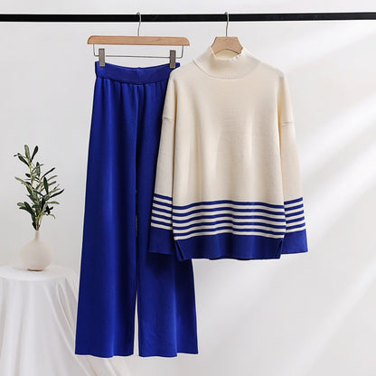 Casual Fashion Set Age-reducing Knitted Top Wide Leg