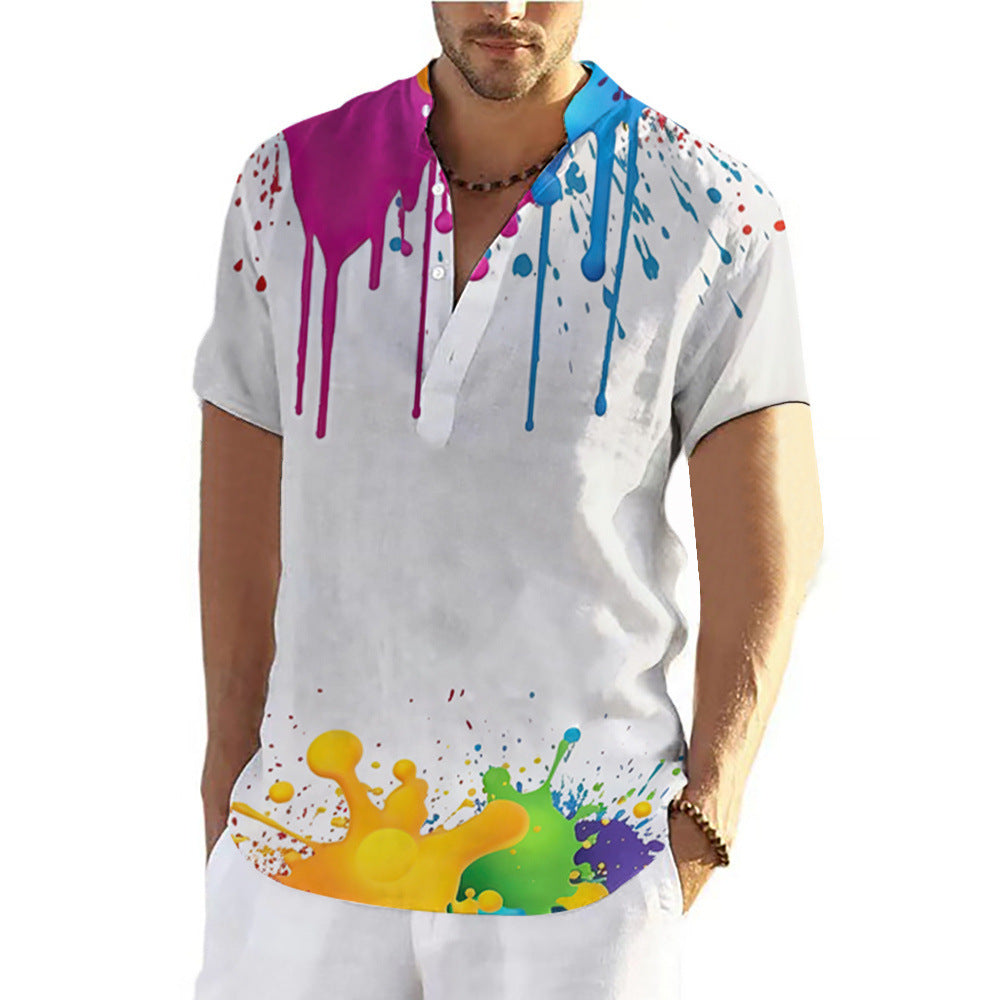 Fashion Summer Graffiti 3D Printing Shirt Men