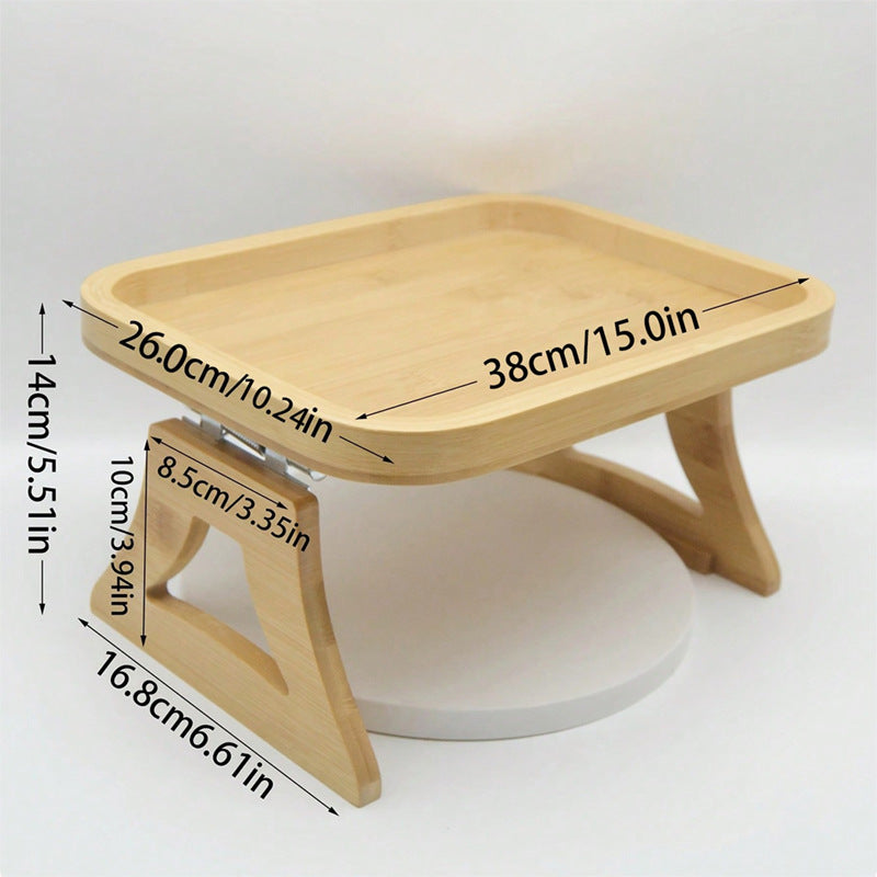 Sofa Handrail Wooden Folding Tray