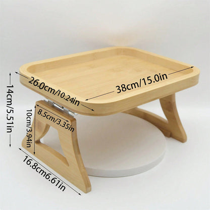 Sofa Handrail Wooden Folding Tray