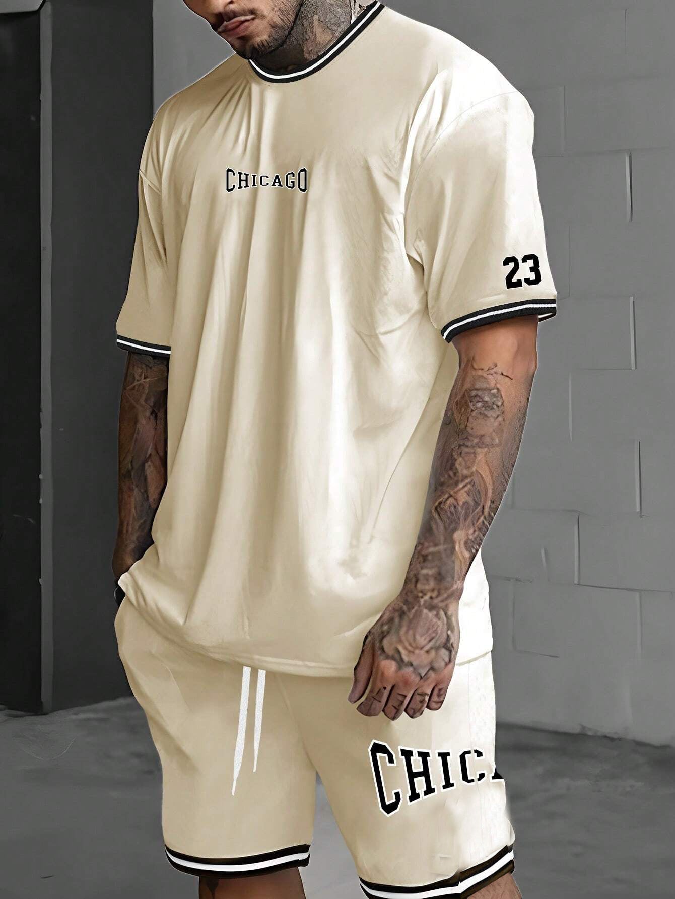 Short-sleeved T-shirt Suit Men's Summer New Fashion Trendy