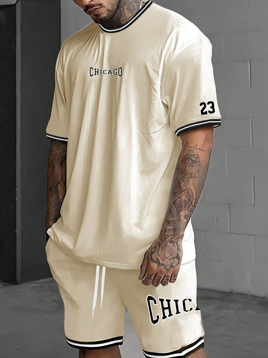 Short-sleeved T-shirt Suit Men's Summer New Fashion Trendy