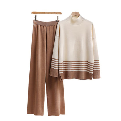 Casual Fashion Set Age-reducing Knitted Top Wide Leg