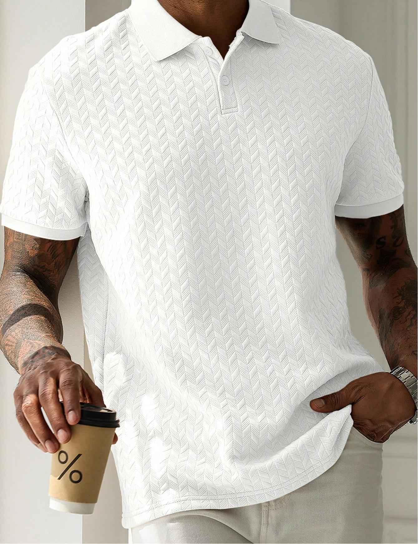 Men's Solid Color Polo Collar Short-sleeved Shirt
