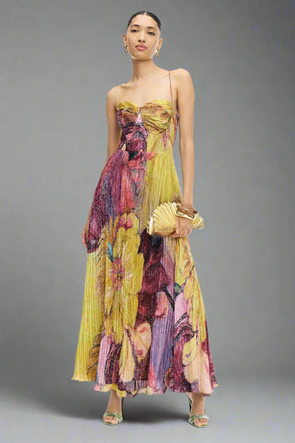 Women's Printed Bandeau Slim-fit Vacation Style Dress