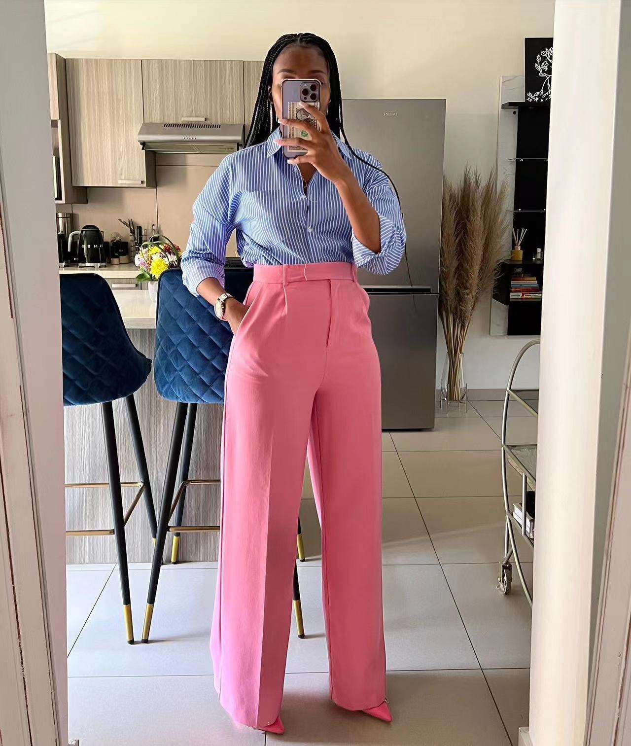 Women's High Waist Straight-leg Wide-leg Pants