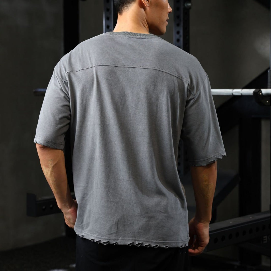 Men's Loose Short Sleeve Ripped Cotton