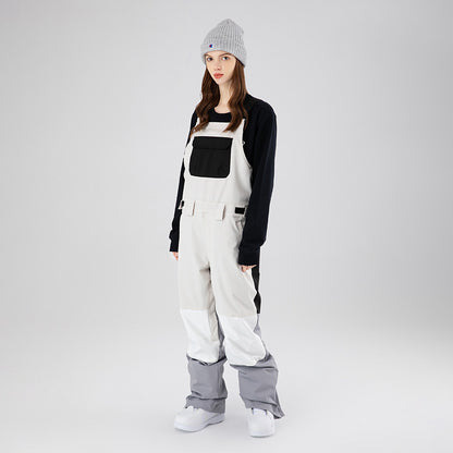 Veneer Strap Waterproof And Hard-wearing Contrast Color Ski Suit