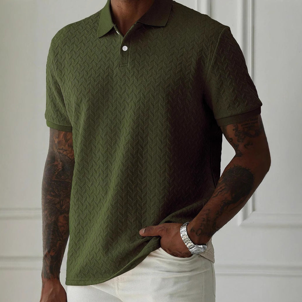 Men's Solid Color Polo Collar Short-sleeved Shirt