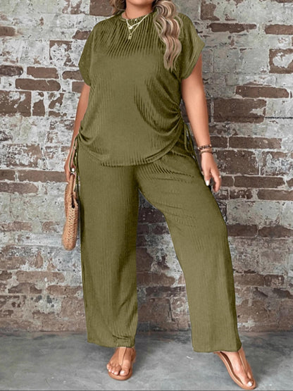 European And American Women's Casual Fashion Round Neck Multi-color Two-piece Suit Loose