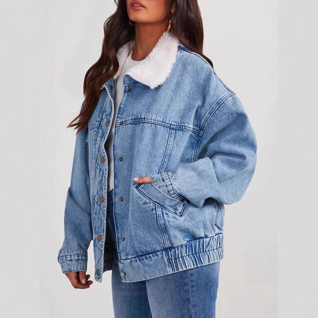 Women's Denim Jacket Fur Collar Denim Coat