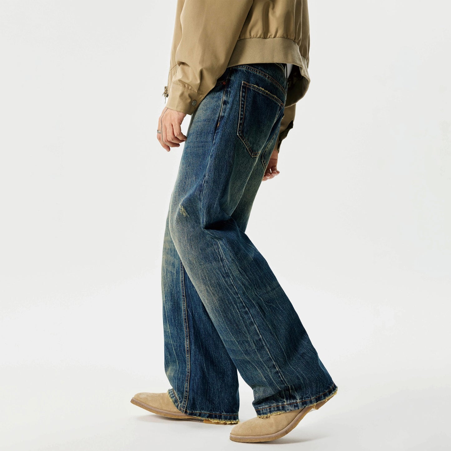 Street Scrape Water Pattern Simple Loose Micro-flared Jeans