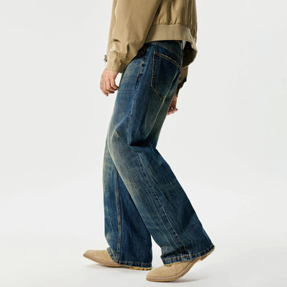 Street Scrape Water Pattern Simple Loose Micro-flared Jeans