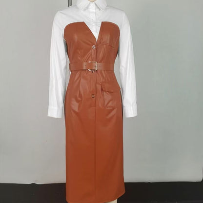 New Temperament Commute Stitching Contrasting-color Dress