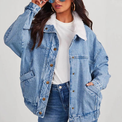 Women's Denim Jacket Fur Collar Denim Coat