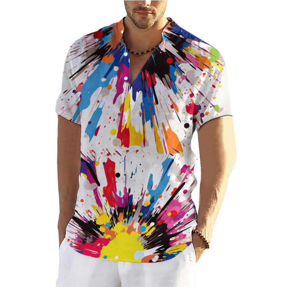 Fashion Summer Graffiti 3D Printing Shirt Men