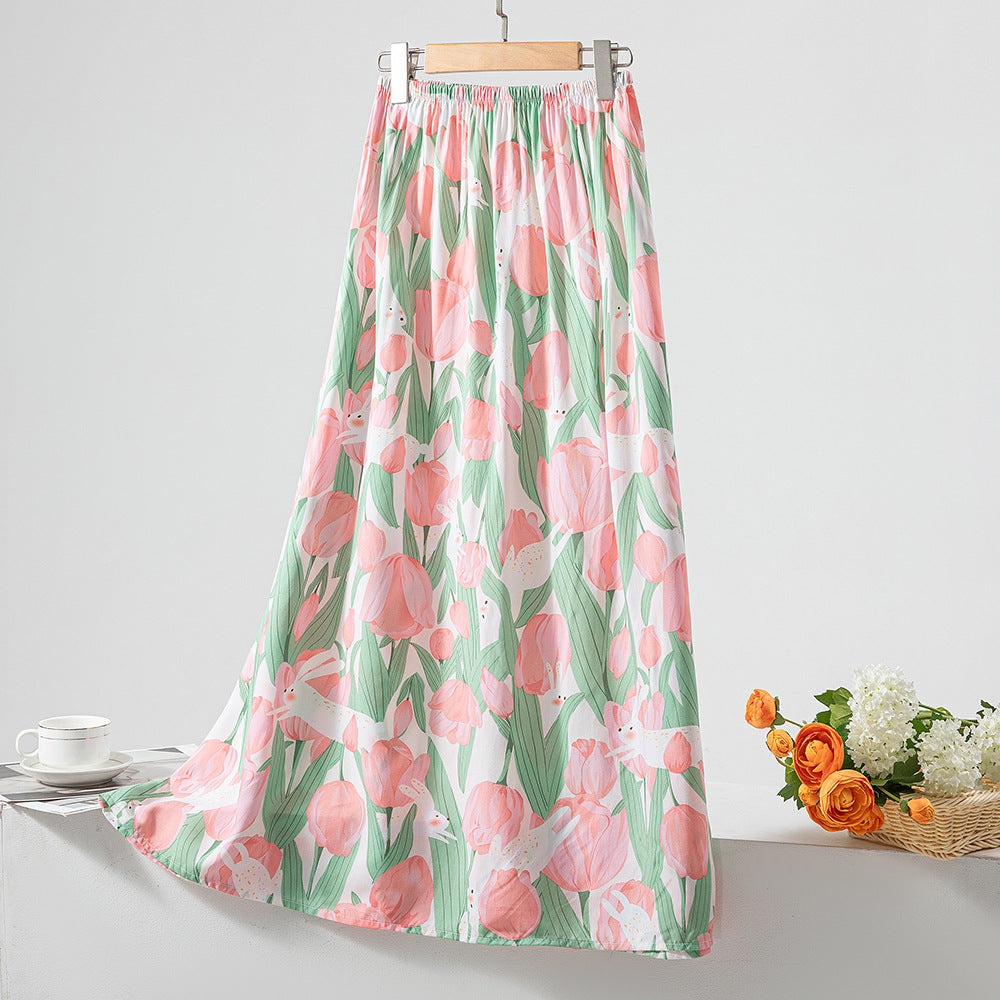 Women's Loose Sweet Cotton Silk Skirt