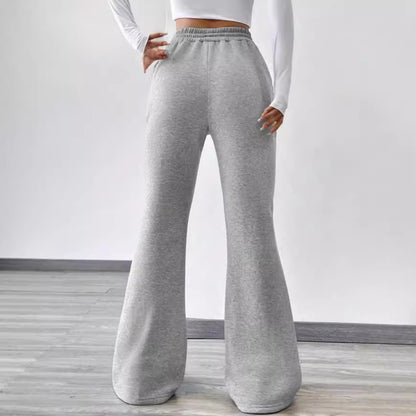 Women's Slightly Flared Casual Pants Comfortable Drawstring Stretch Fleece Sweatpants