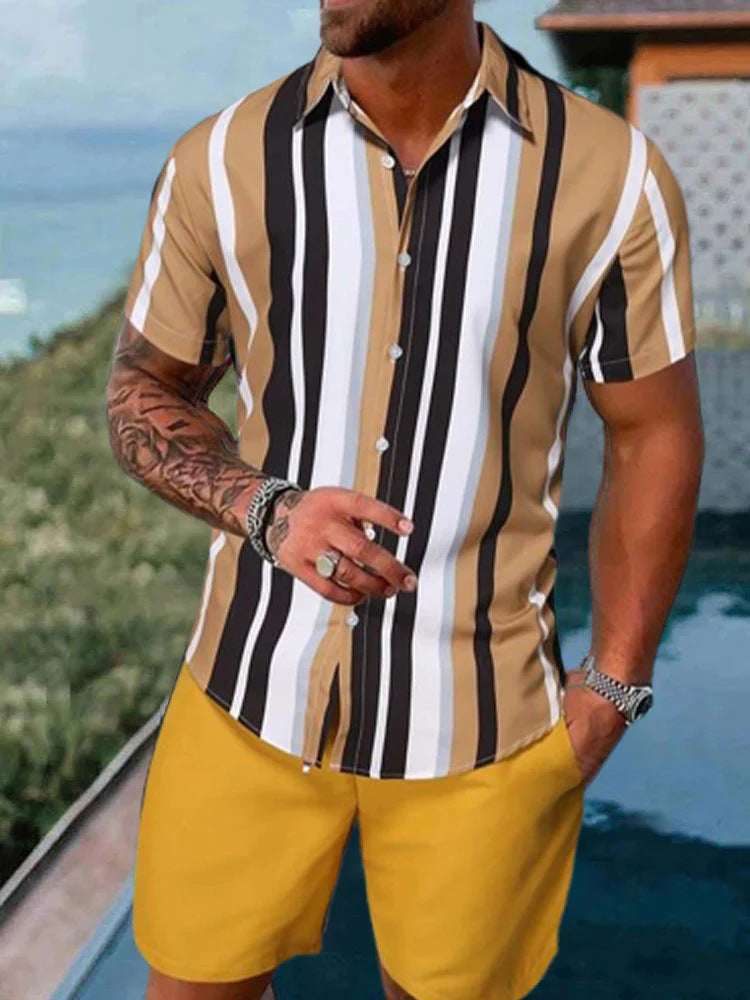Fashion Simple Men's Short Sleeve Shirt Outfit