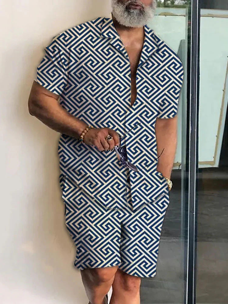 Fashion Simple Men's Short Sleeve Shirt Outfit