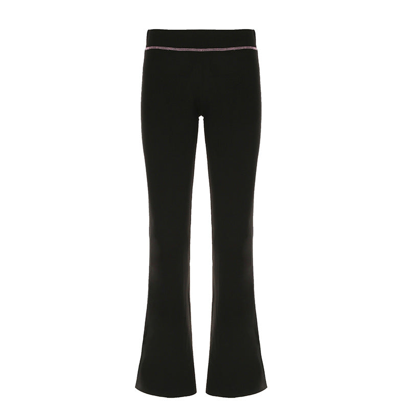 Letter Printing Reverse Car Contrast Color Hooded Zipper Short Sweater Trousers Casual Suit Women