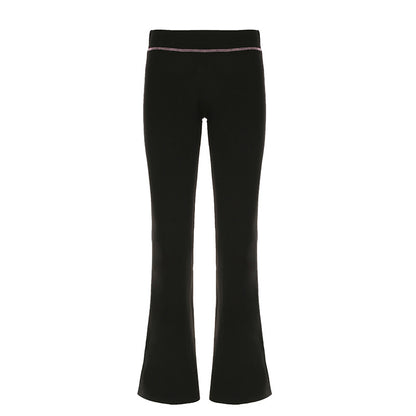 Letter Printing Reverse Car Contrast Color Hooded Zipper Short Sweater Trousers Casual Suit Women