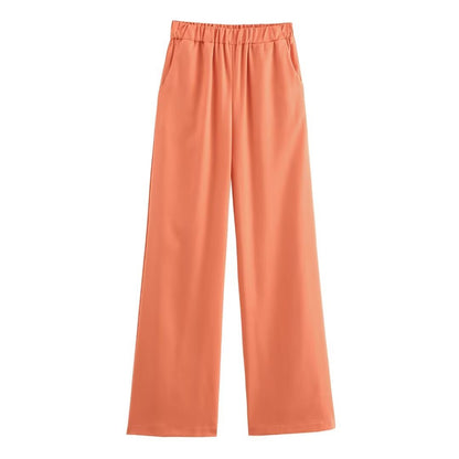 Women's Linen Halter Lace-up Top Vest Elastic Waist Wide Leg Trousers Suit