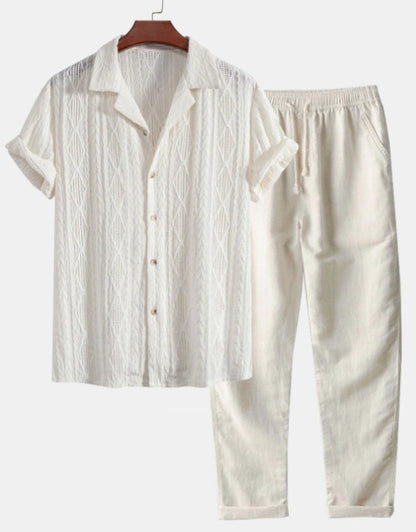 Lapel Casual Short-sleeved Shirt Digital Printing Comfortable Trousers Suit