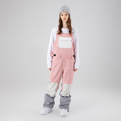 Veneer Strap Waterproof And Hard-wearing Contrast Color Ski Suit
