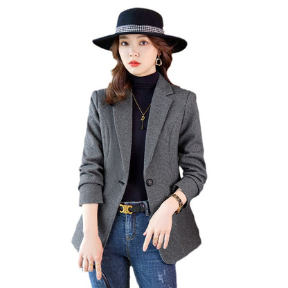 Women's Fashion Houndstooth Small Suit Jacket