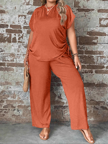 European And American Women's Casual Fashion Round Neck Multi-color Two-piece Suit Loose