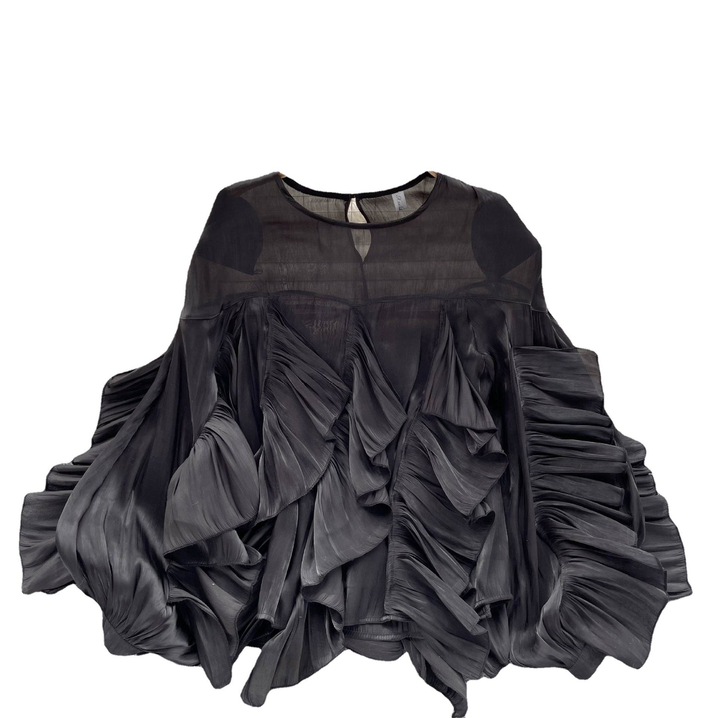 Irregular Ruffled Long-sleeved Chiffon Shirt