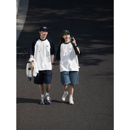 Casual Japanese Junior Raglan Sleeve T-shirt Bottoming Shirt For Men