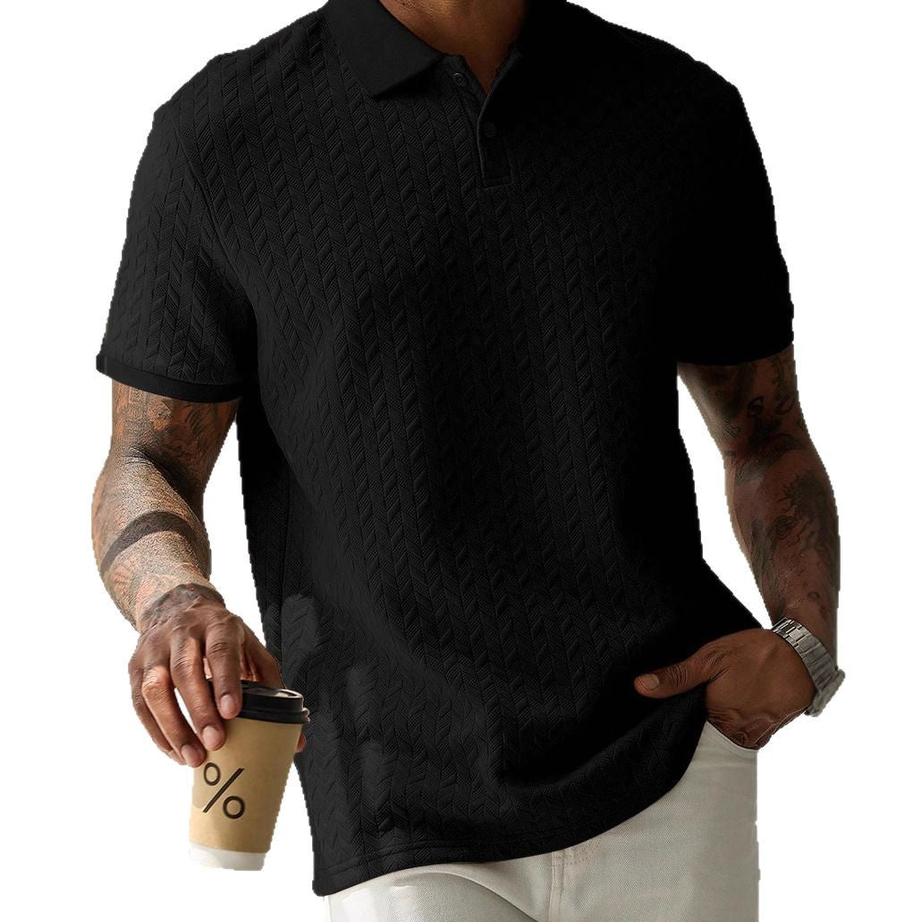Men's Solid Color Polo Collar Short-sleeved Shirt