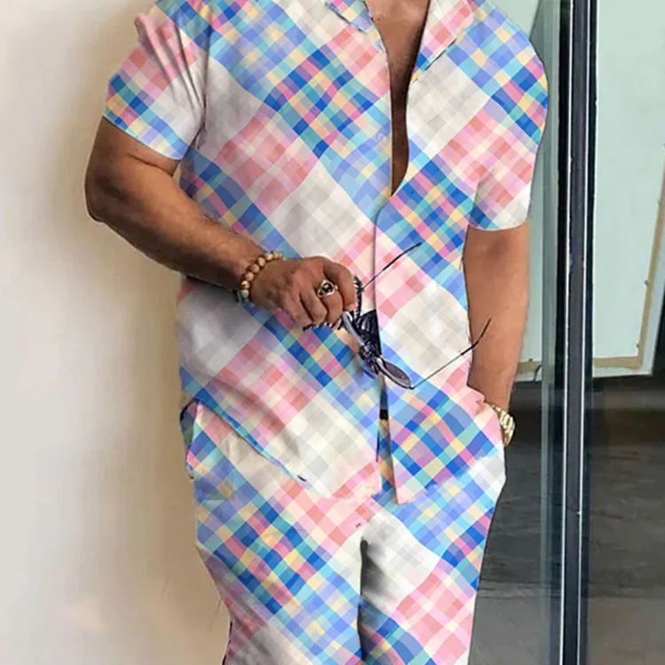 Fashion Simple Men's Short Sleeve Shirt Outfit