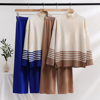 Casual Fashion Set Age-reducing Knitted Top Wide Leg