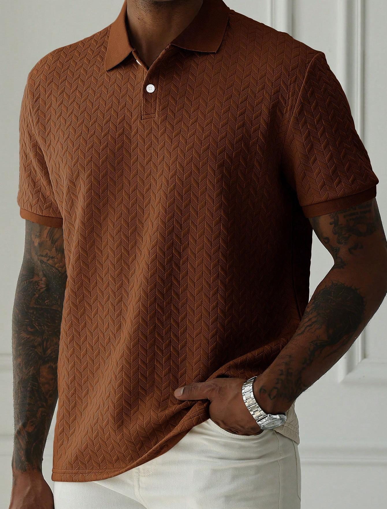 Men's Solid Color Polo Collar Short-sleeved Shirt