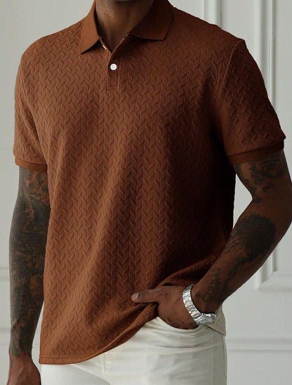 Men's Solid Color Polo Collar Short-sleeved Shirt