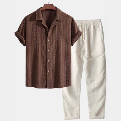 Lapel Casual Short-sleeved Shirt Digital Printing Comfortable Trousers Suit