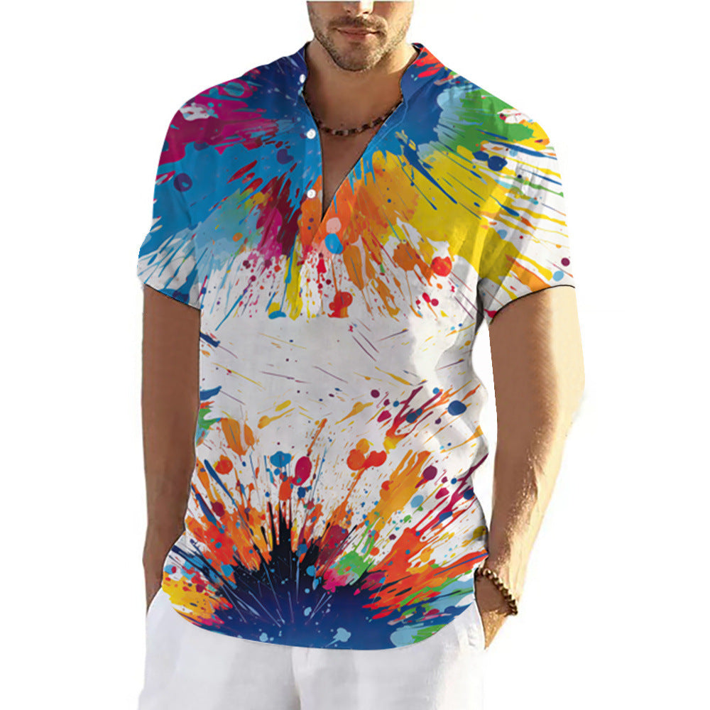 Fashion Summer Graffiti 3D Printing Shirt Men