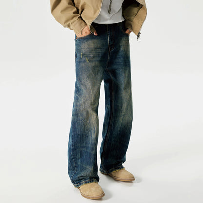 Street Scrape Water Pattern Simple Loose Micro-flared Jeans