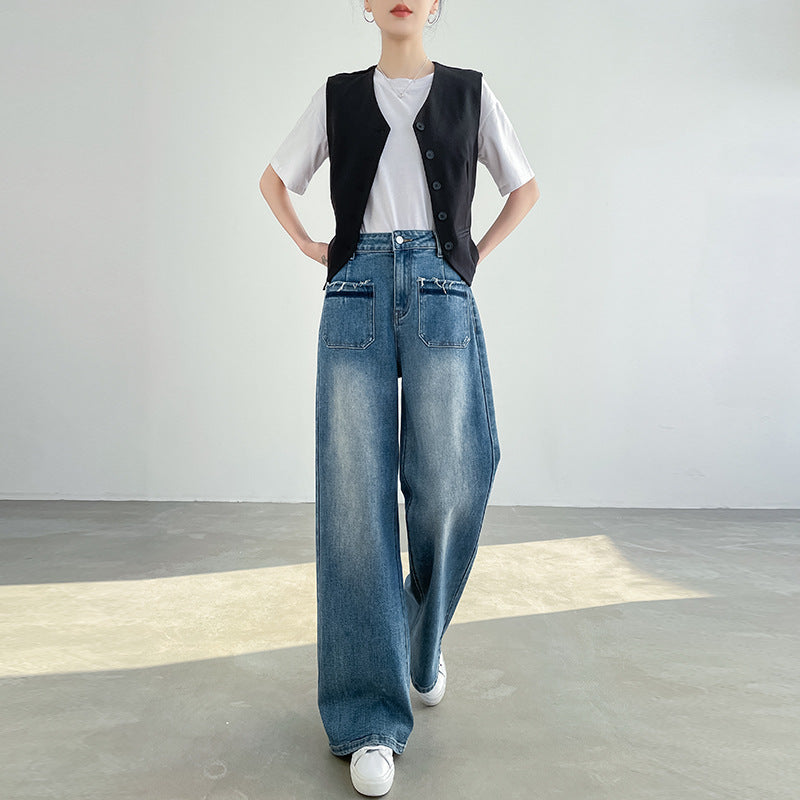 Loose Drooping Slimming Retro High-end Straight Pants